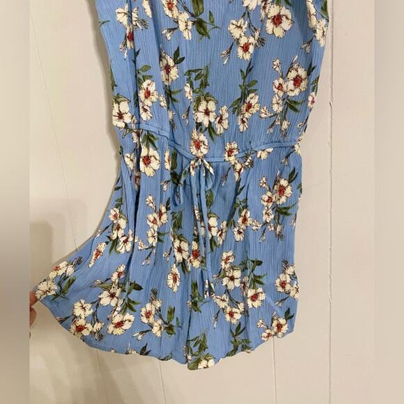 Forever 21 Romper Skort Dress Blue with White Daisies Adjustable Straps‎ Large - Picture 2 of 5